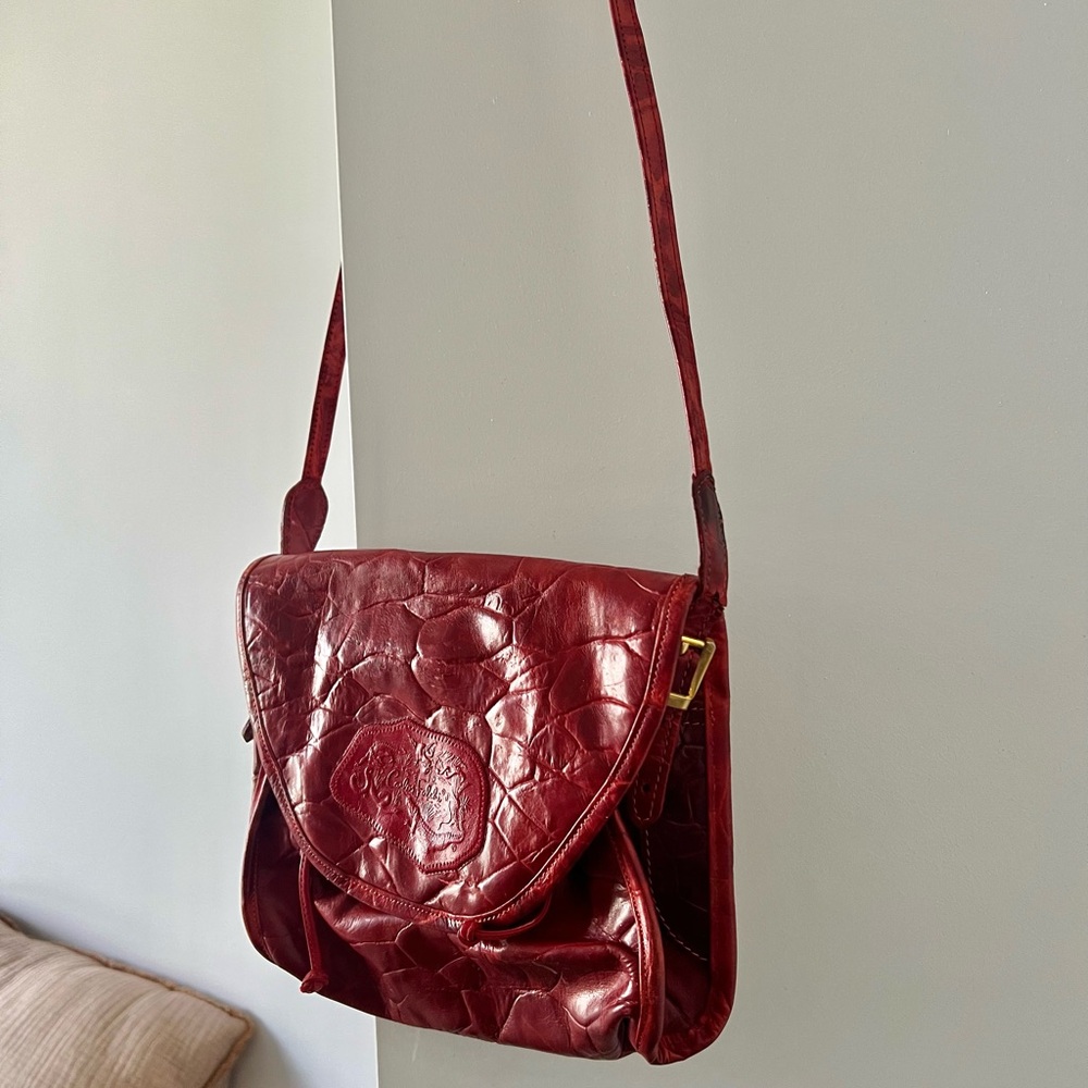 Carlos Falchi Exotic Leather Red Crossbody Bag - Picture 4 of 12